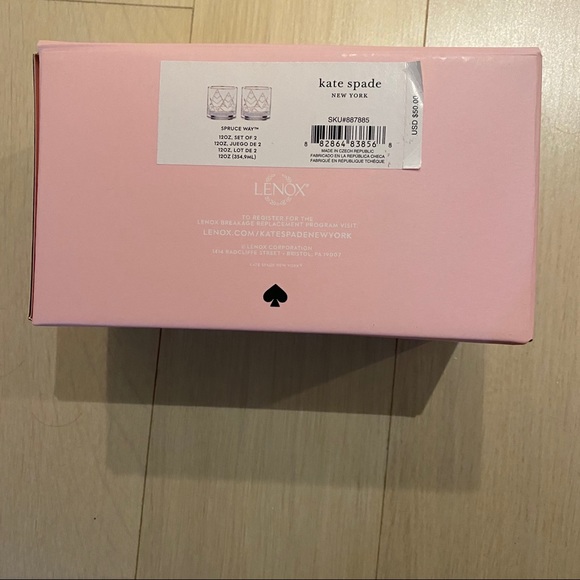 KATE Spade Gold 12oz Lenox Spruce Way Two Glasses - Picture 5 of 5